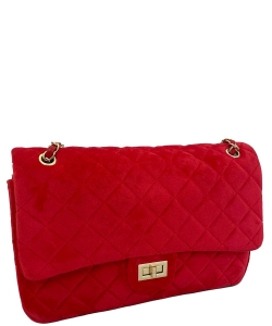 Quilted Suede Crossbody Bag 6703 RED